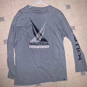 100% cotton Nautica long sleeve tee. Baby blue.
